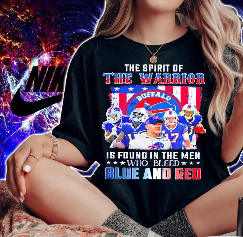 The Spirit of The Buffalo Warrior is found in the men who bleed blue and red shirt woman shirt