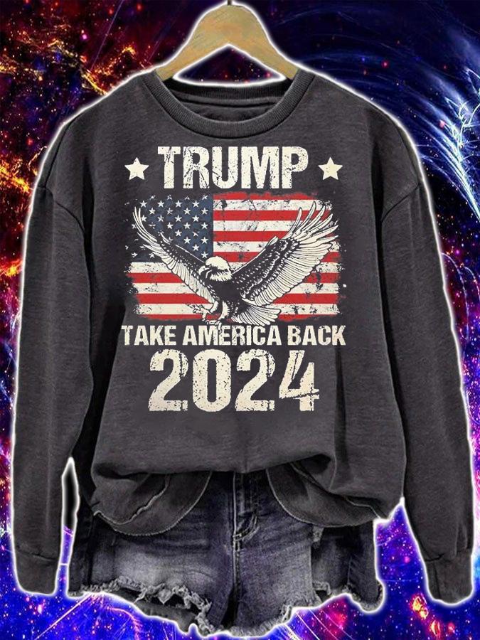 Trump Take America Back 2024 Vintage US Flag Trump T-Shirt sweatshirt