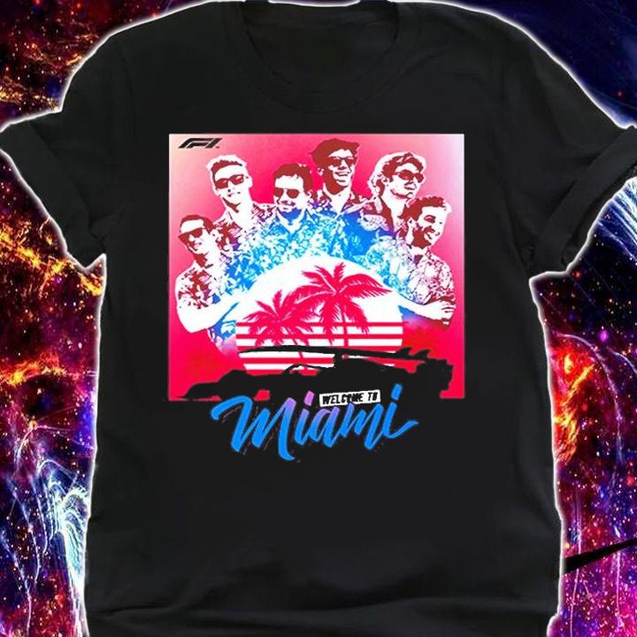 Welcome To Miami Grand Prix F1 Retro Sunset T-Shirt