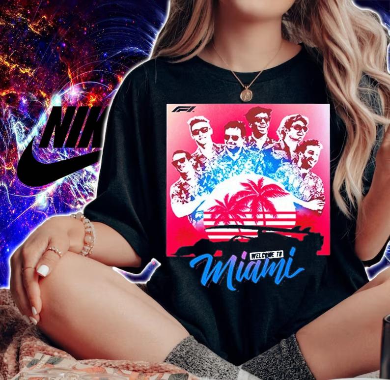 Welcome To Miami Grand Prix F1 Retro Sunset T-Shirt