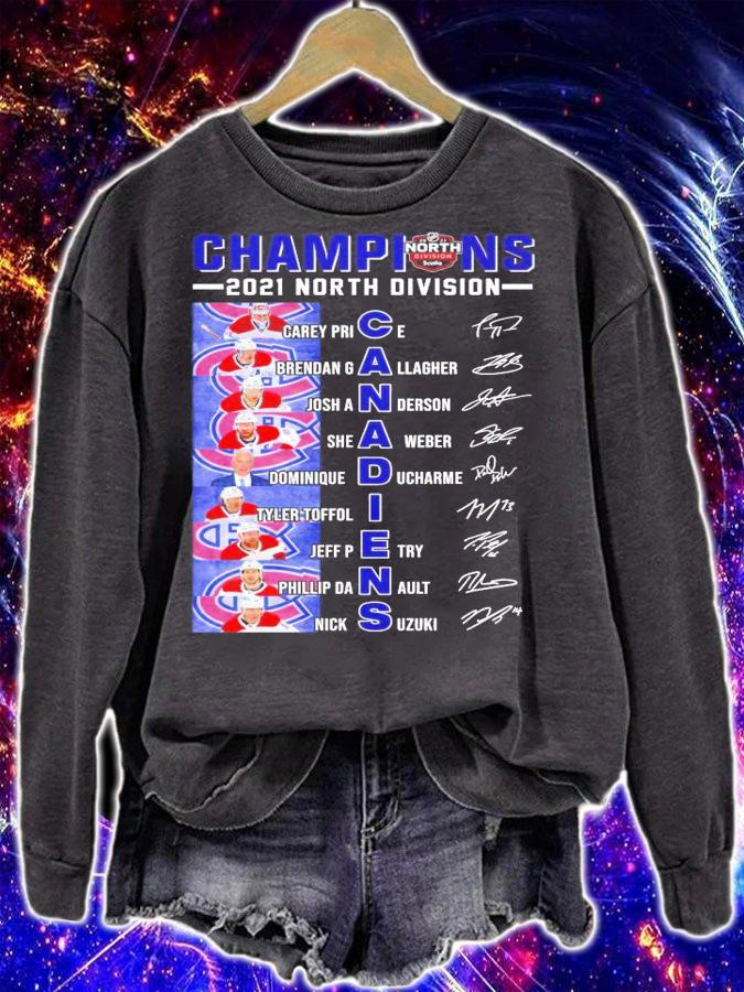 Champions 2021 North Division Canadiens signatures shirt sweatshirt