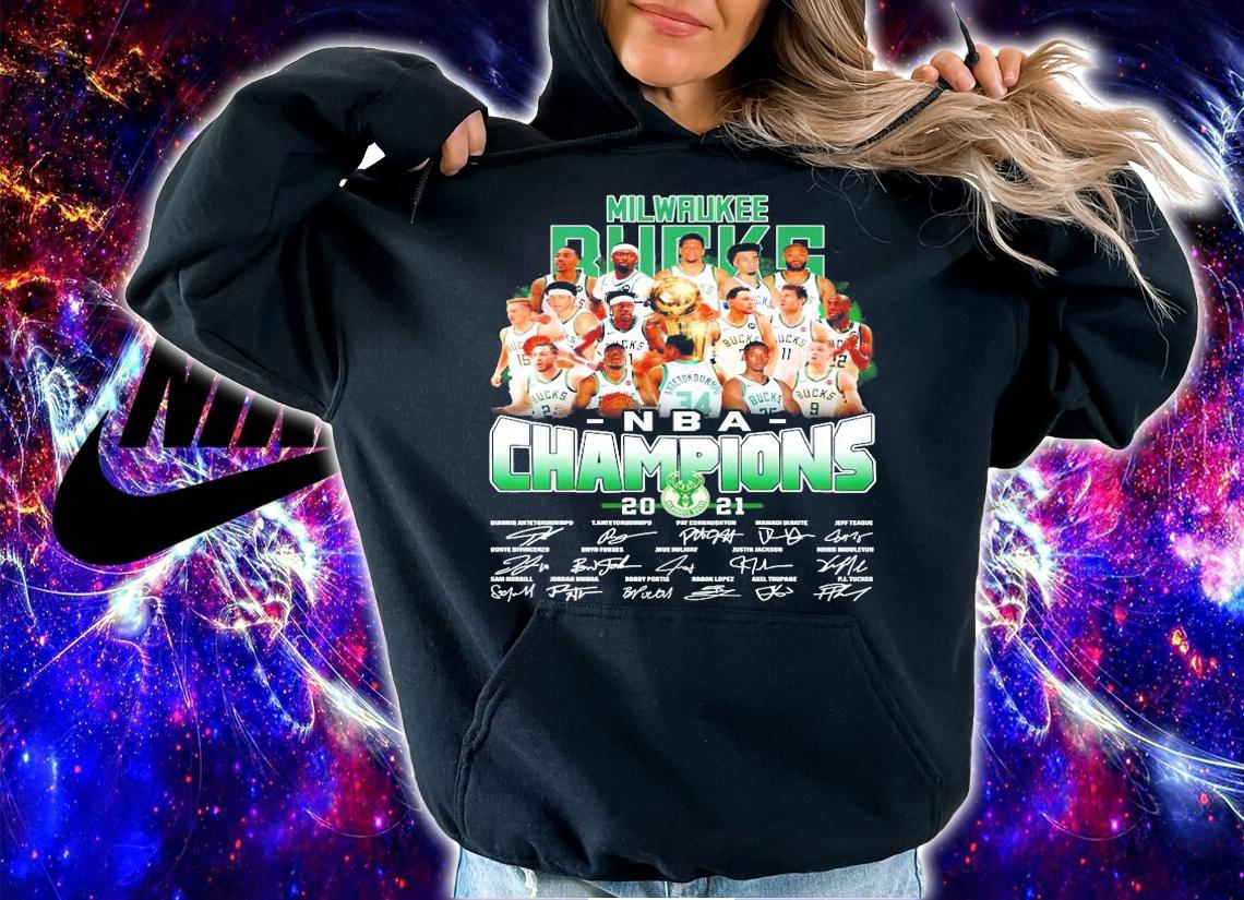 NBA 2021 Milwaukee Bucks Champions signatures shirt