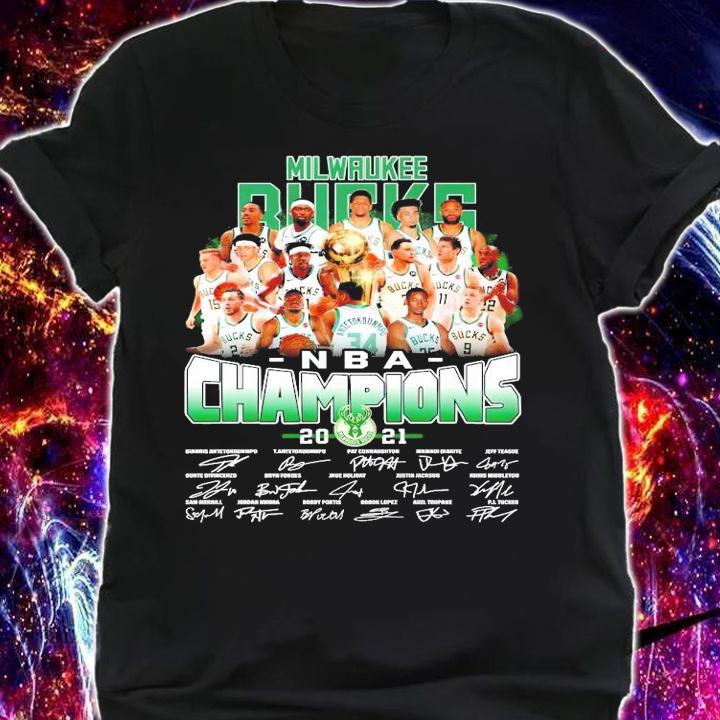 NBA 2021 Milwaukee Bucks Champions signatures shirt