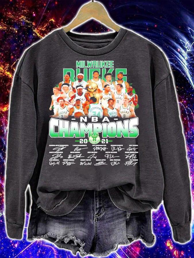 NBA 2021 Milwaukee Bucks Champions signatures shirt