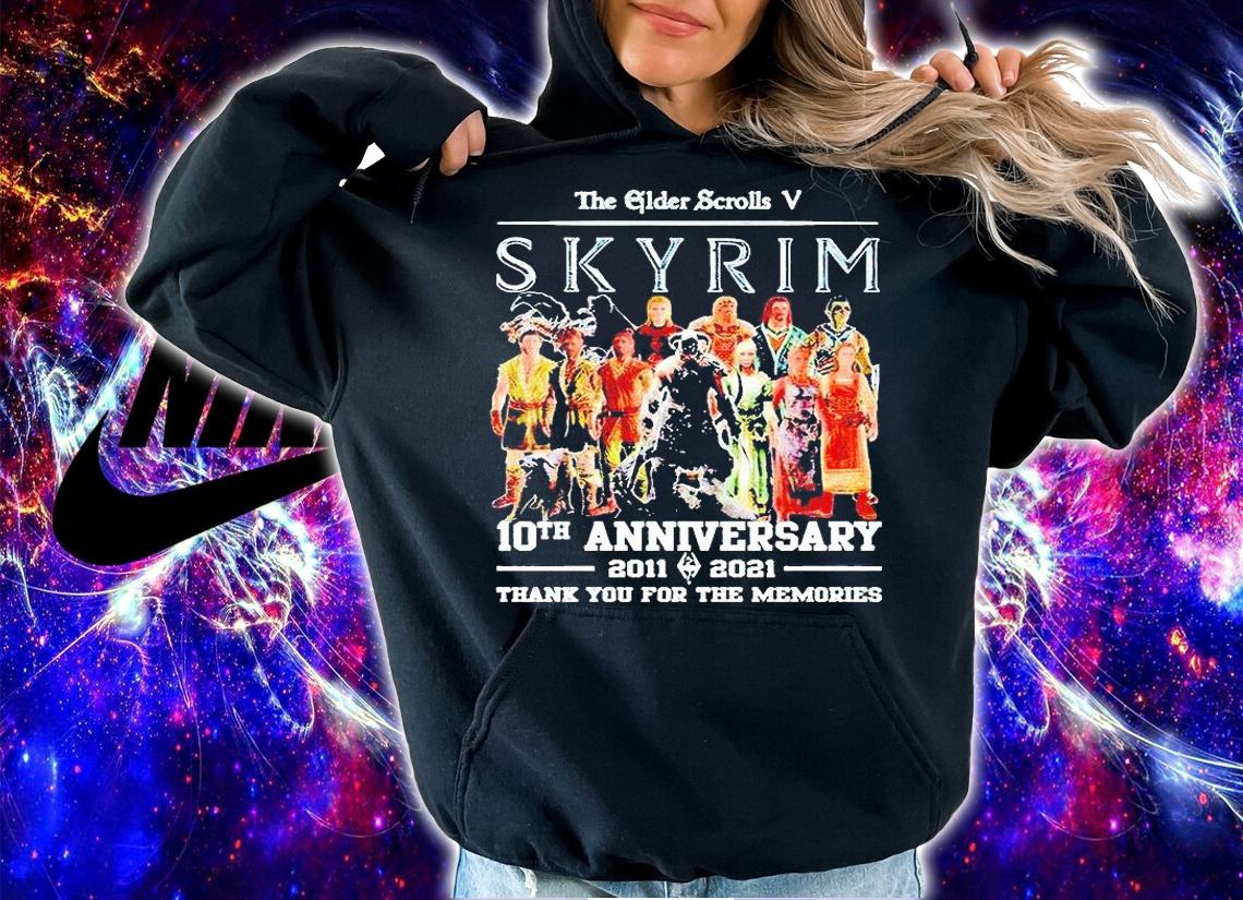 The Elder Scrolls V Skyrim 10th Anniversary 2011-2021 thank You for the memories T-shirt