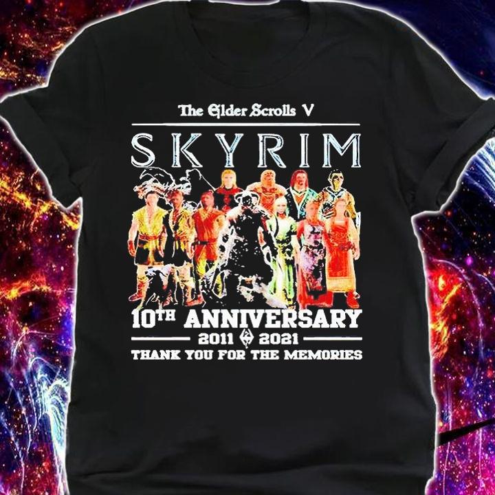 The Elder Scrolls V Skyrim 10th Anniversary 2011-2021 thank You for the memories T-shirt