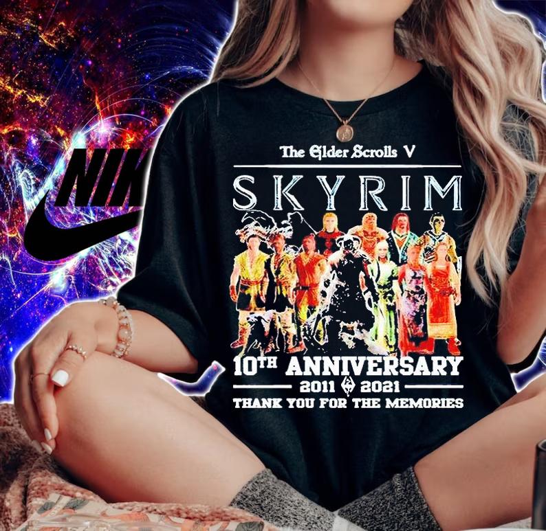 The Elder Scrolls V Skyrim 10th Anniversary 2011-2021 thank You for the memories T-shirt