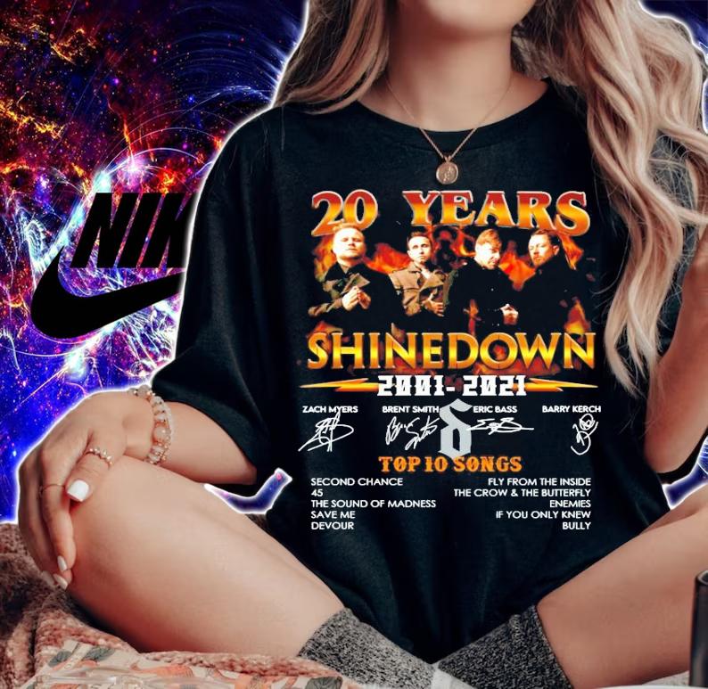 20 years Shinedown 2001-2021 Top 10 Songs signature shirt woman shirt