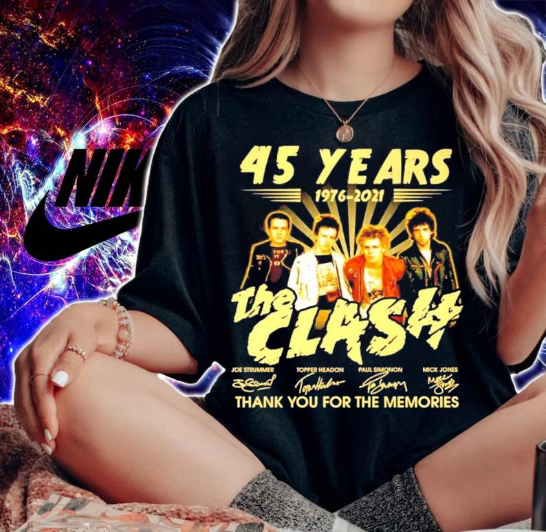 45 years 1976-2021 The clash signatures shirt woman shirt