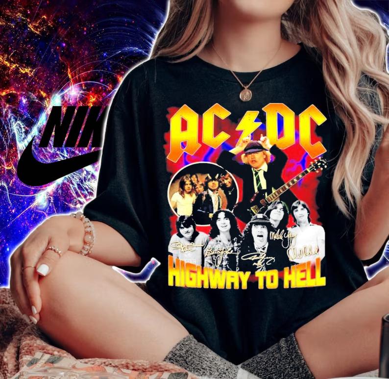 ACDC Highway to hell signatures shirt