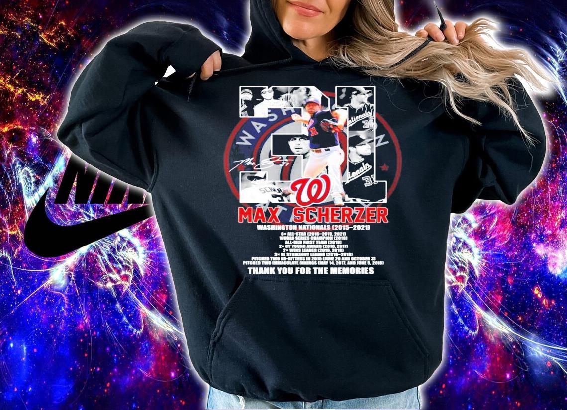 Max Scherzer Washington Nationals 2015-2021 signature shirt hoodie