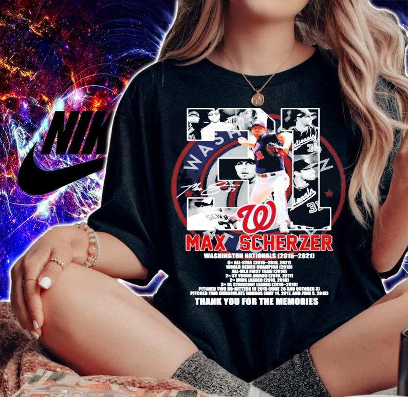 Max Scherzer Washington Nationals 2015-2021 signature shirt woman shirt