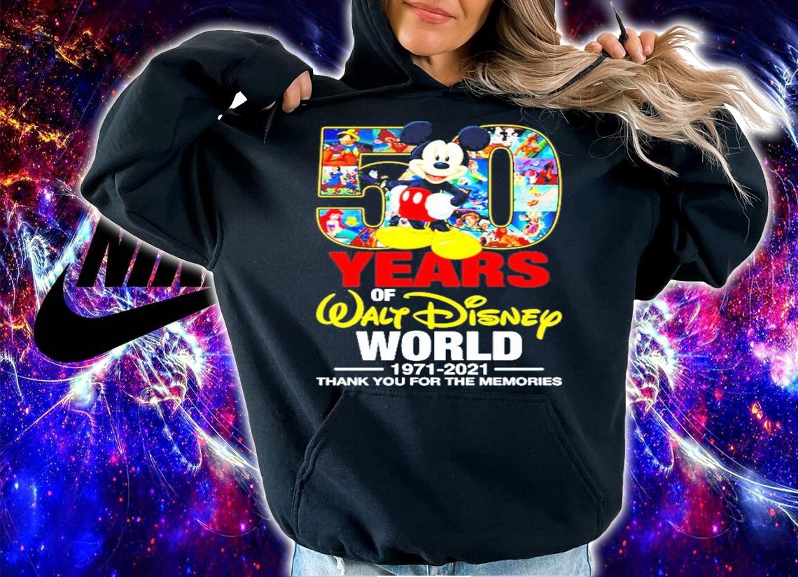 50 years of Walt Disney world 1971-2021 thank you for the memories shirt hoodie