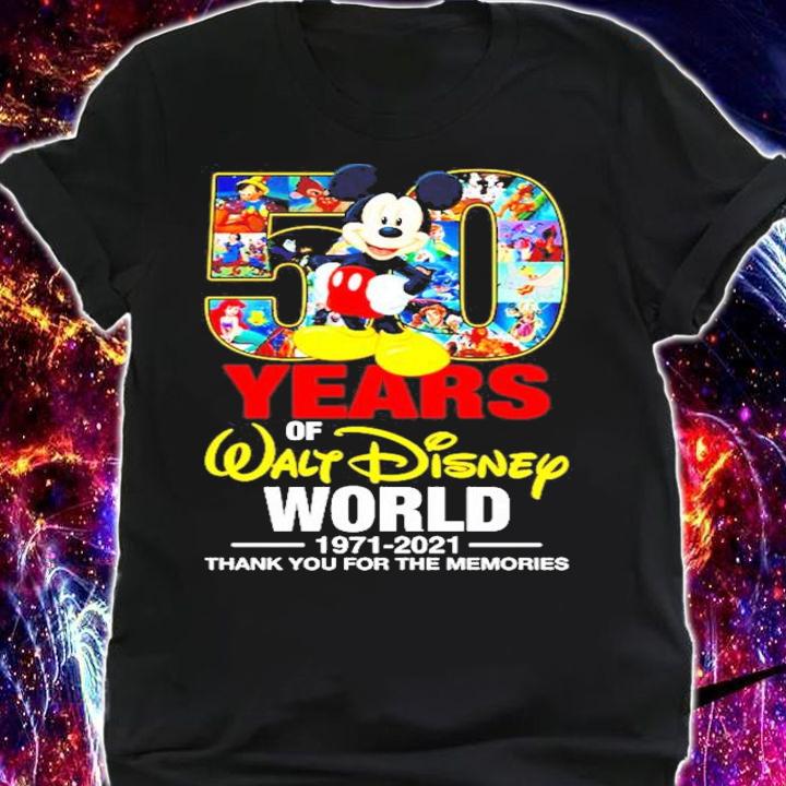 50 years of Walt Disney world 1971-2021 thank you for the memories shirt shirt