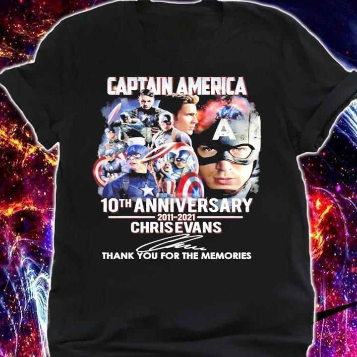 Captain America 10th anniversary 2011-2021 Chris Evans signature t-shirt shirt