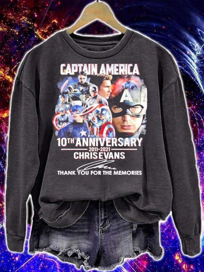 Captain America 10th anniversary 2011-2021 Chris Evans signature t-shirt sweatshirt