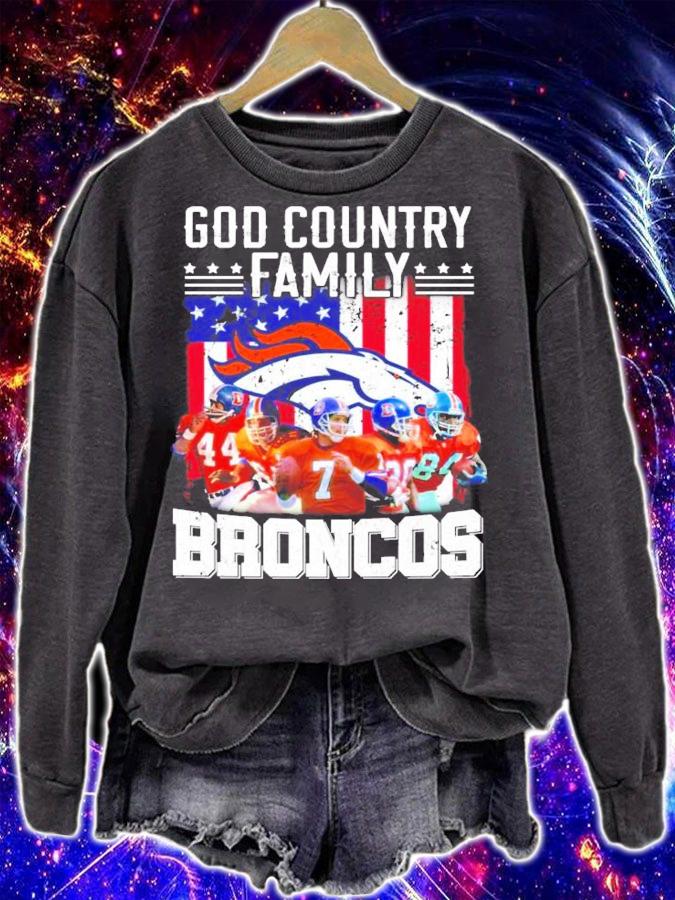 God country family Denver Broncos American flag shirt sweatshirt