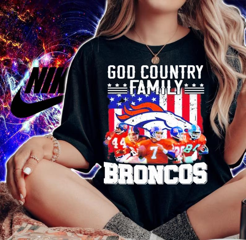 God country family Denver Broncos American flag shirt woman shirt