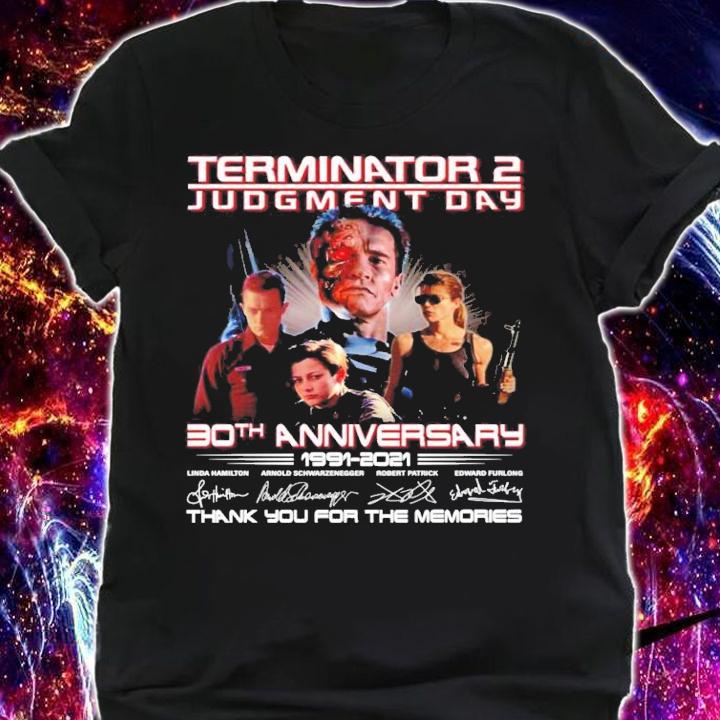 Terminator 2 Judgment Day 30th anniversary 1991-2021 signatures shirt