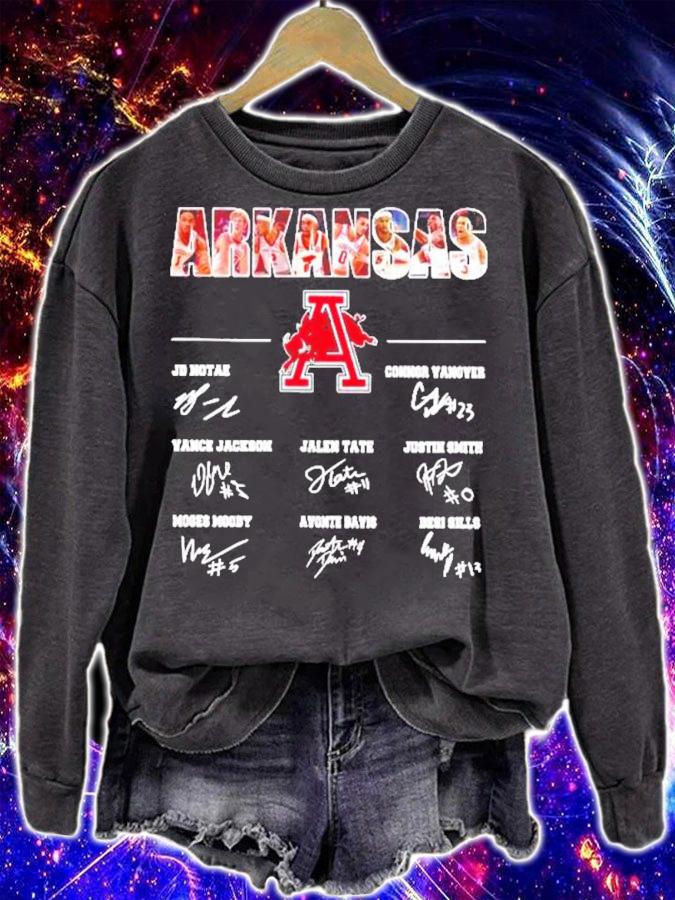 Arkansas Razorbacks Team Basketball 2021 signatures shirt sweatshirt