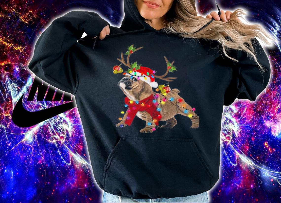 Bulldog Dog Light Christmas Sweater t-shirt hoodie