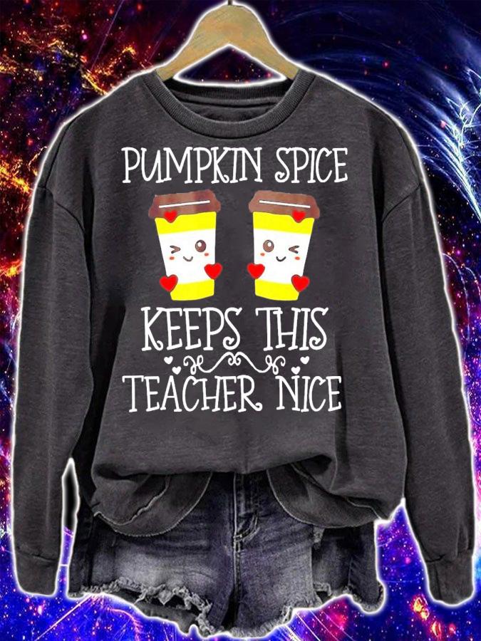 Halloween Pumpkin Spice Keeps This Teacher Nice shirt
