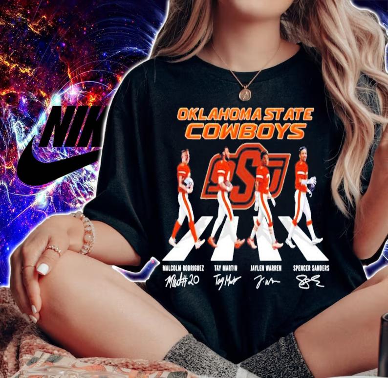 Oklahoma State Cowboys Football Signatures Abbey Road Shirt woman shirt
