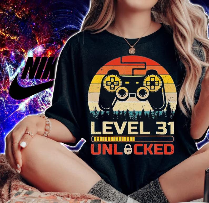 Vintage Retro Level 31 Unlocked Video Game 31Th Birth Day T-Shirt