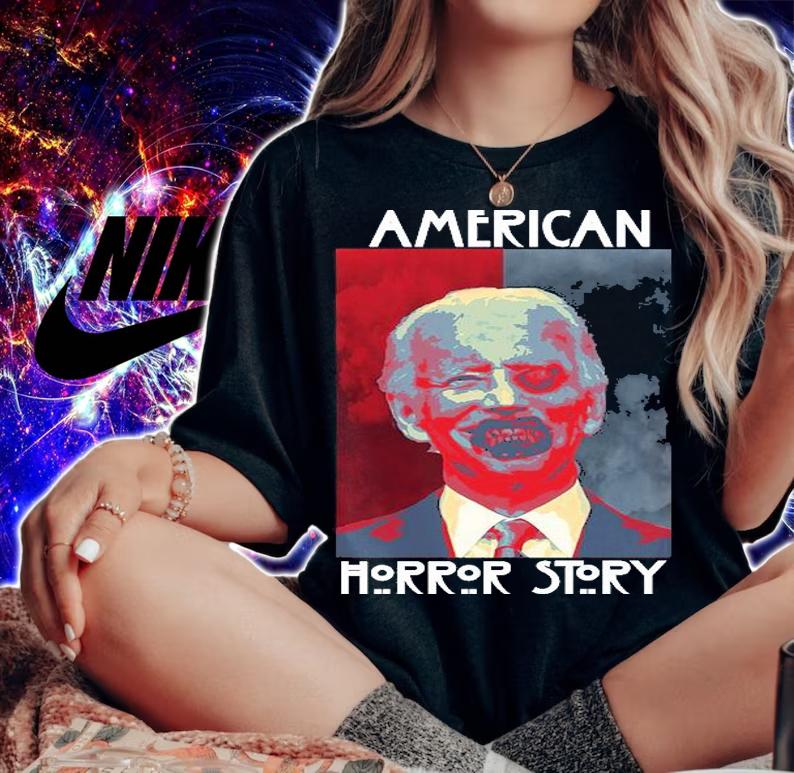 American Horror Funny Anti Biden Halloween T-Shirt woman shirt