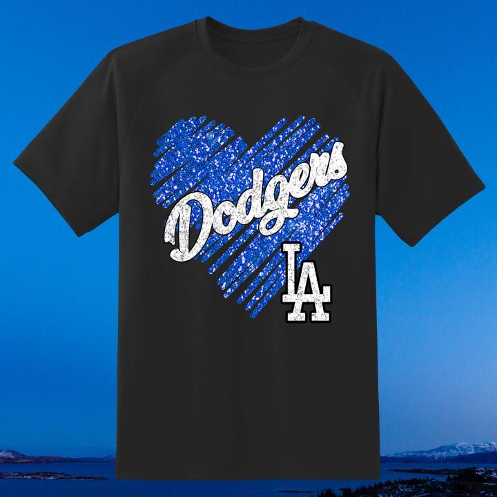Love Los Angeles Dodgers Heart Glitter T-Shirt