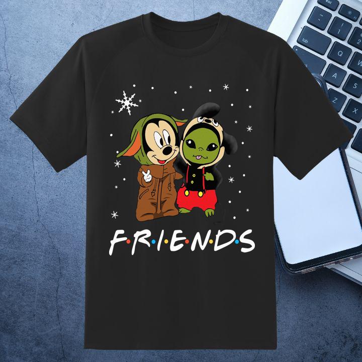 Baby Yoda And Mickey Mouse Friends Snow Christmas T-Shirt - Limited Edition