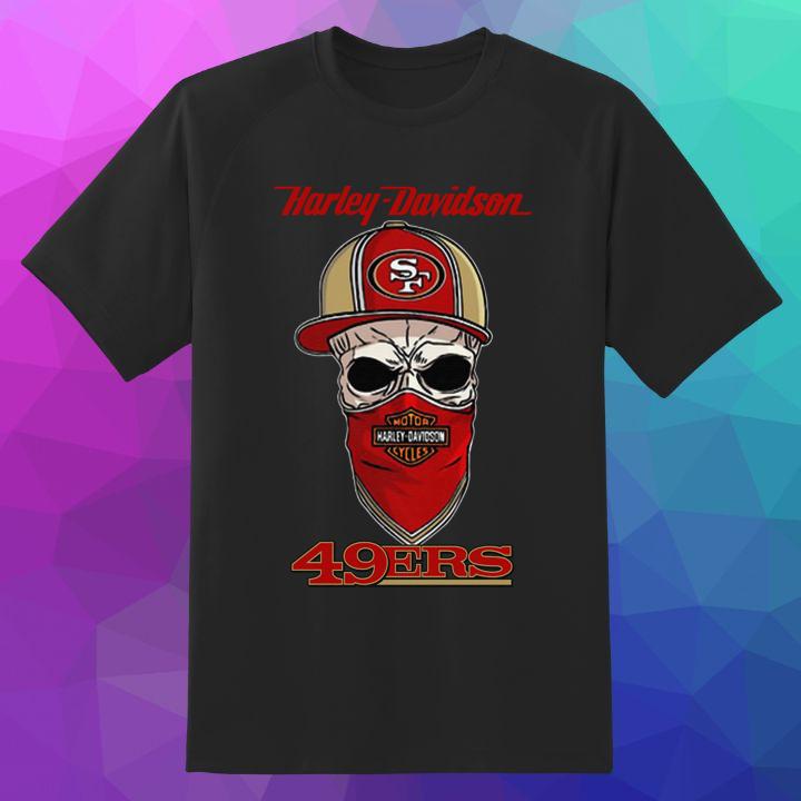 Skull Harley Davidson Mask San Francisco 49ers T-Shirt - Limited Edition