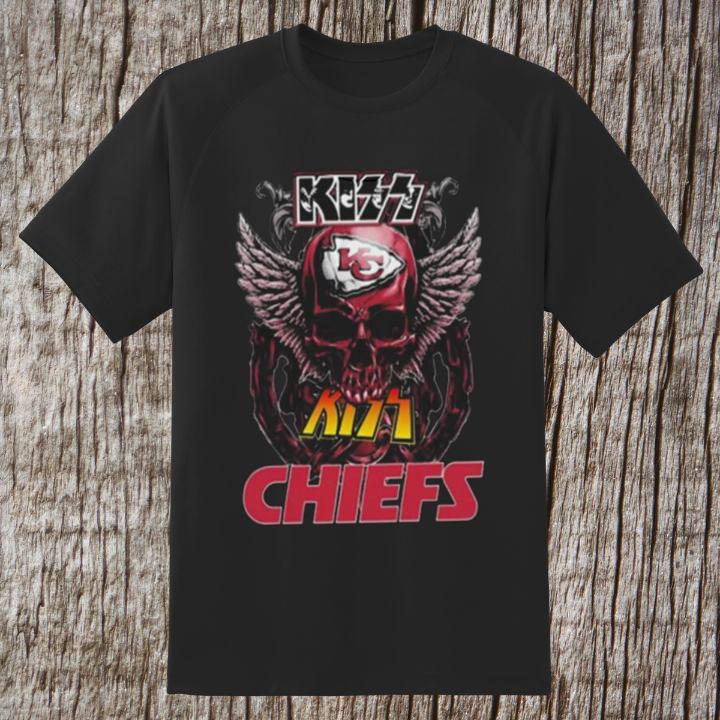 Official Skull Kiss Rock Band Kansas City Chiefs T-Shirt