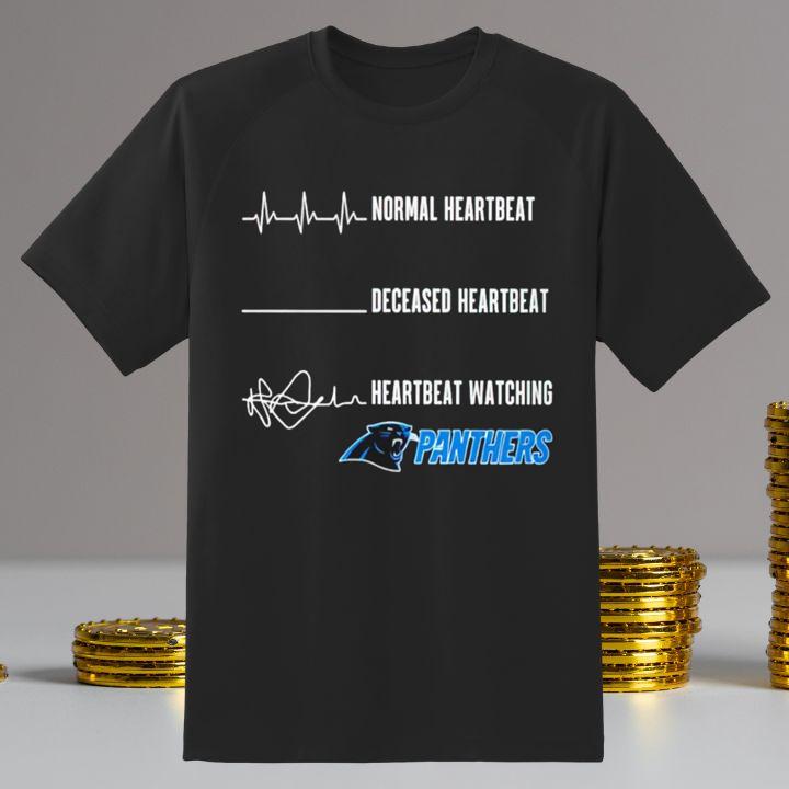 Premium Normal Heartbeat Deceased Heartbeat Watching Carolina Panthers Logo T-Shirt