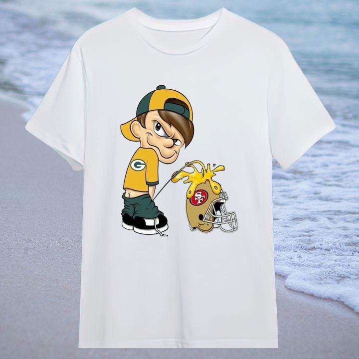 Funny Green Bay Packers Calvin Peeing San Francisco 49Ers Super Bowl 2025 T-Shirt