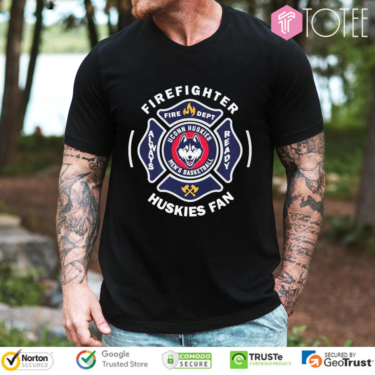 Fire Dept Uconn Huskies Logo Mens Basketball Firefighter T-Shirt
