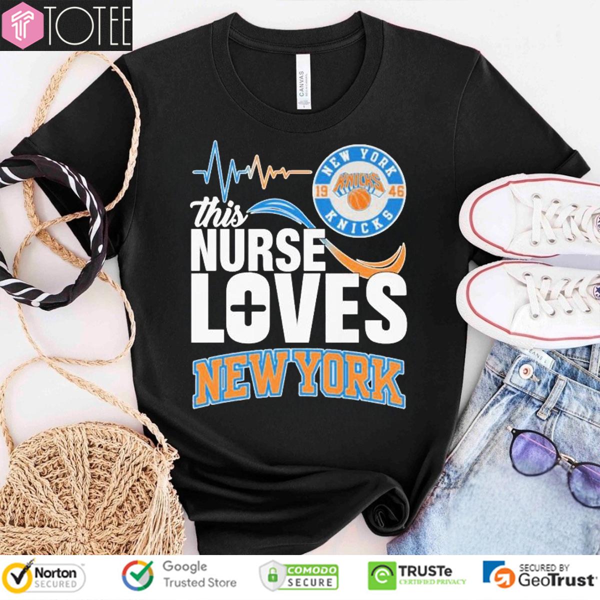 This Nurse Loves New York Knicks 1946 Heartbeat T-Shirt