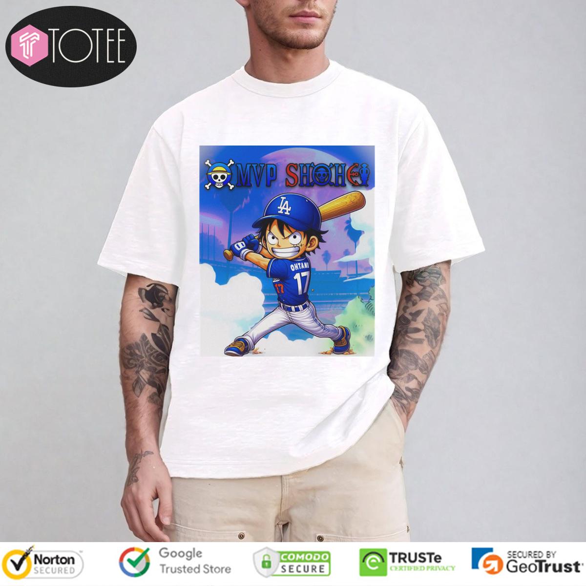 MVP Shohei Ohtani Los Angeles Dodgers Parody Luffy One Piece T-Shirt