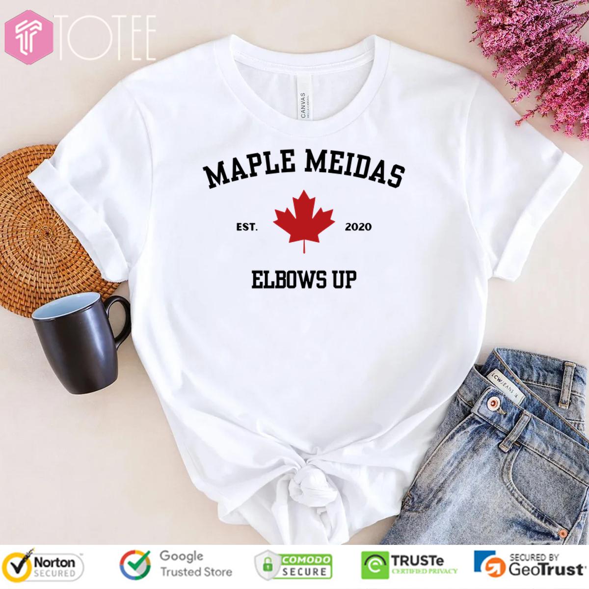 Meidas Touch Maple Shirt: Show Your Support & Elbows Up! Est. 2020