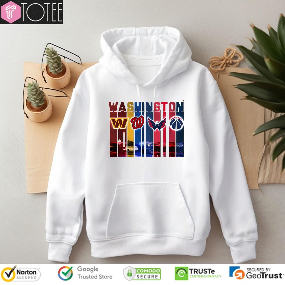 Washington Sports City Skyline Redskins Nationals Capitals Wizards hoodie