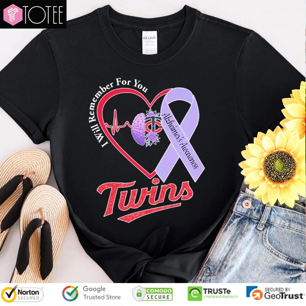 Minnesota Twins Baseball Alzheimers Awareness Heartbeat T-shirt