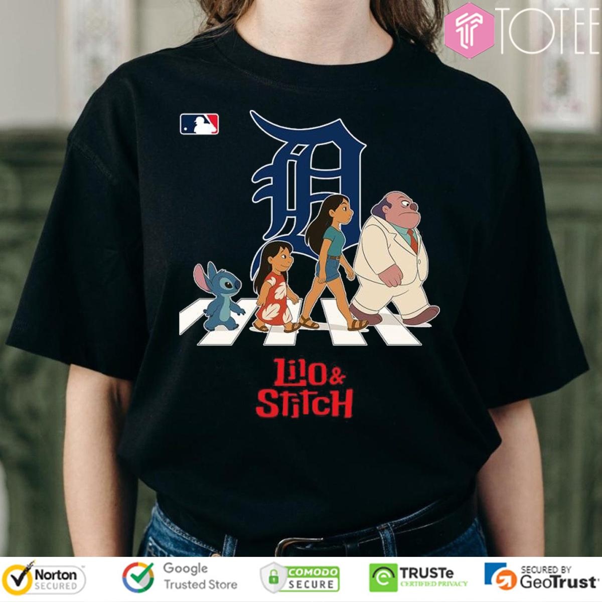 Lilo And Stitch Abbey Road Detroit Tigers Baseball T-shirt